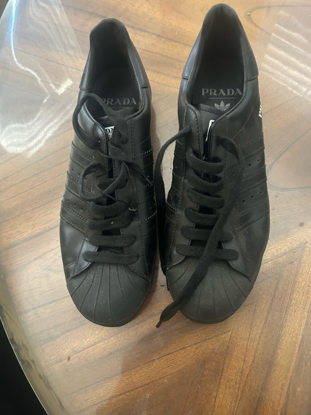 Prada Black Leather Low-Top Lace Sneakers